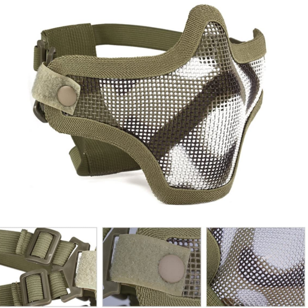 Outgeek Airsoft Steel Mesh Half Face Mask and Tactical Goggles Set