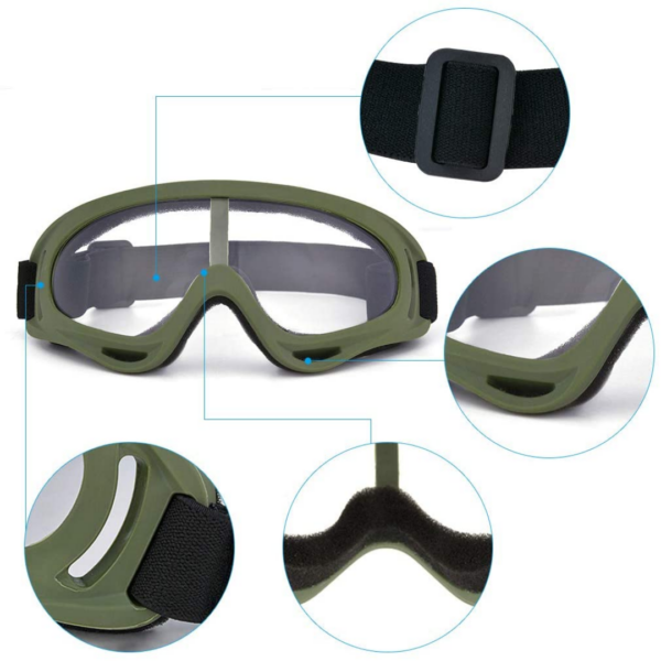 Outgeek Airsoft Steel Mesh Half Face Mask and Tactical Goggles Set