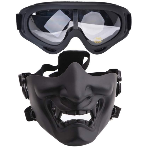 Outgeek Airsoft Steel Mesh Half Face Mask and Tactical Goggles Set