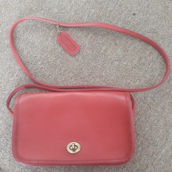 Titip-Jepang-Coach-Convertible-Clutch-In-Red-Leather-With-Cross-Body-Strap-Brass-Hardware-Style-9635