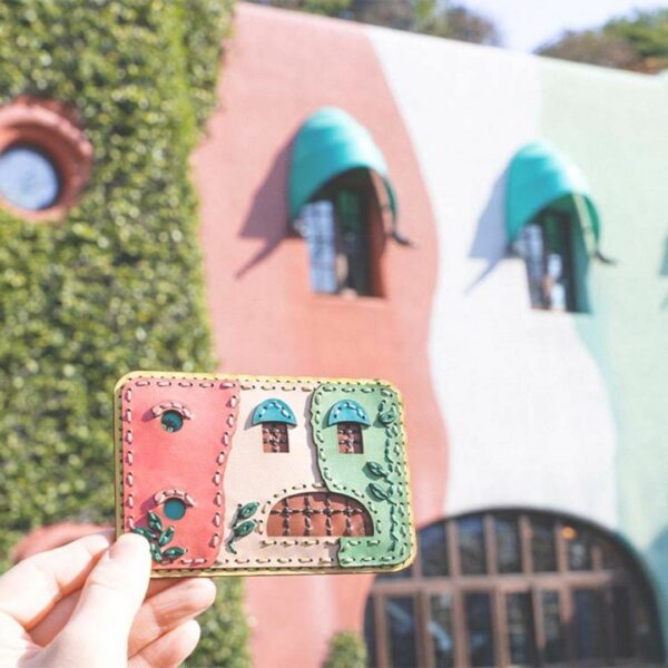 Ghibli Leather Card Case Wall Pattern