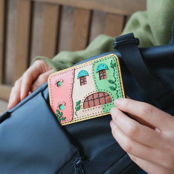 Ghibli Leather Card Case Wall Pattern