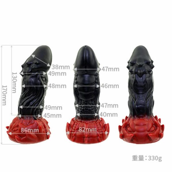 Amazing Beast Dildo - Flame Dragon Black & Fire Red