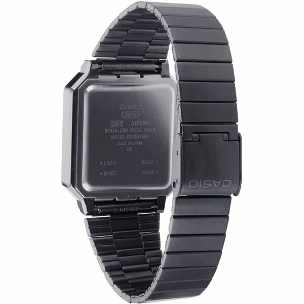 Casio Men's Collection Vintage Quartz Watch with Stainless Steel Strap, Black, 19 (Model: A100WEGG-1A2EF)