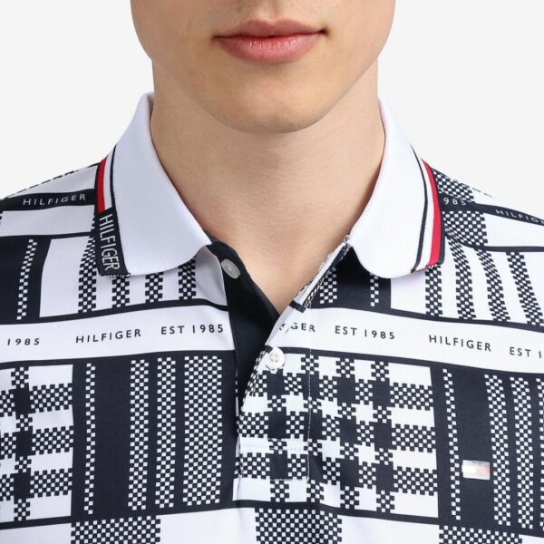 "TOMMY HILFIGER GOLF Logo check print polo shirt navy"