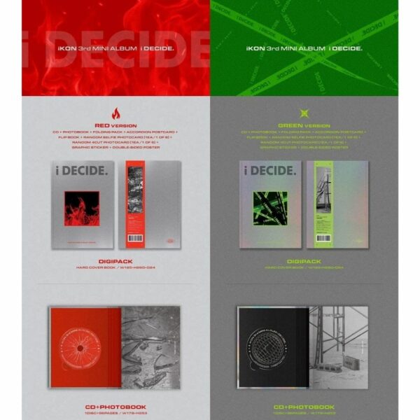 [CD] iKON - i DECIDE [RED ver.] (3rd Mini Album) CD + 96 pages Photobook + Postcard + Photocard