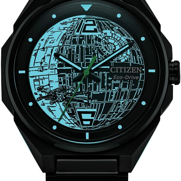 [Watch] Citizen Men's Wars Death Star Eco-Drive Watch with Stainless Steel Strap, Black, 22 (Model: BJ6539-50W)