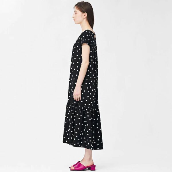 Dot V-neck dress (short sleeves) RS + E