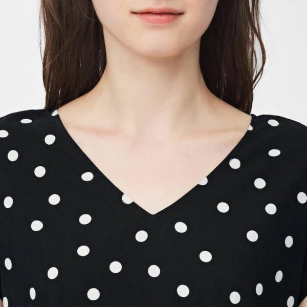 Dot V-neck dress (short sleeves) RS + E