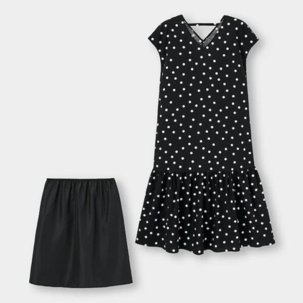 Dot V-neck dress (short sleeves) RS + E