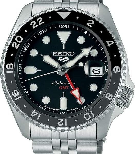 [Watch] Seiko Watch SBSC001 Five Sports GMT Men's Watch, Silver, Dial: Black, Bracelet Type