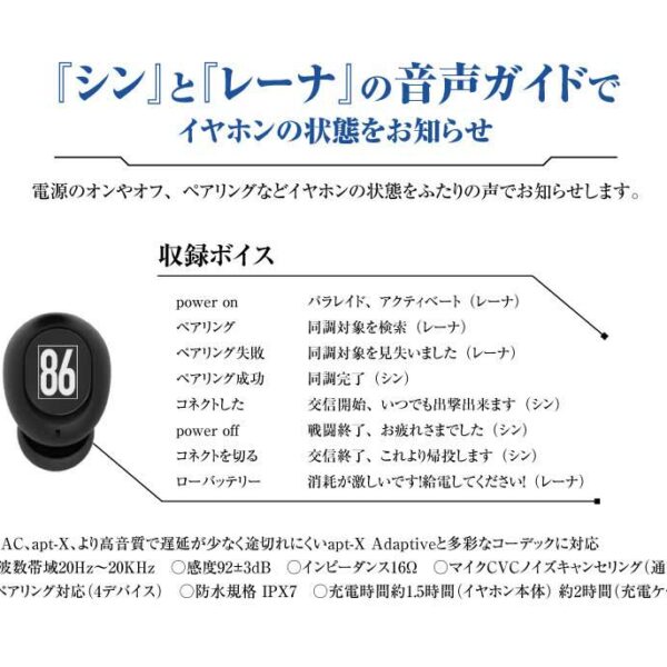 [Earphone] Wireless earphone CP-TWS01B "86-86-Eighty Six" collaboration (Shin) model