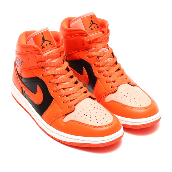 WMNS AIR JORDAN 1 MID SE CRIMSON BLISS/RUSH ORANGE-BLACK