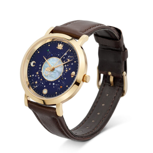 [Watch] Kirby of the Stars Watch - Gold x Belt Color Brown