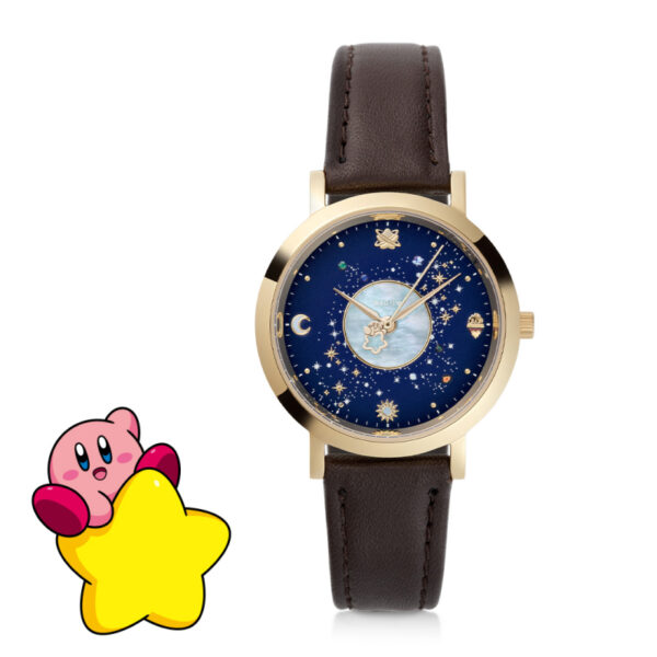 [Watch] Kirby of the Stars Watch - Gold x Belt Color Brown