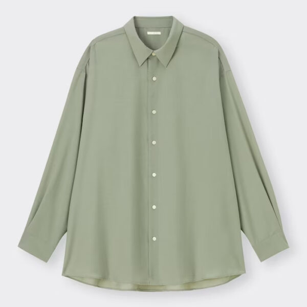 [Shirt] Sheer Oversize Shirt (Long Sleeve) 56 OLIVE