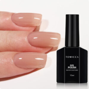 TOMICCA Sheer Color Gel Nails, Solid Color, Dark Nude, 0.5 fl oz (15 ml), Polish Type