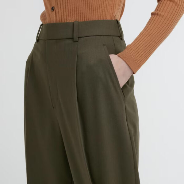 Tuck wide pants (one tuck, long length 76cm) - 30 NATURAL