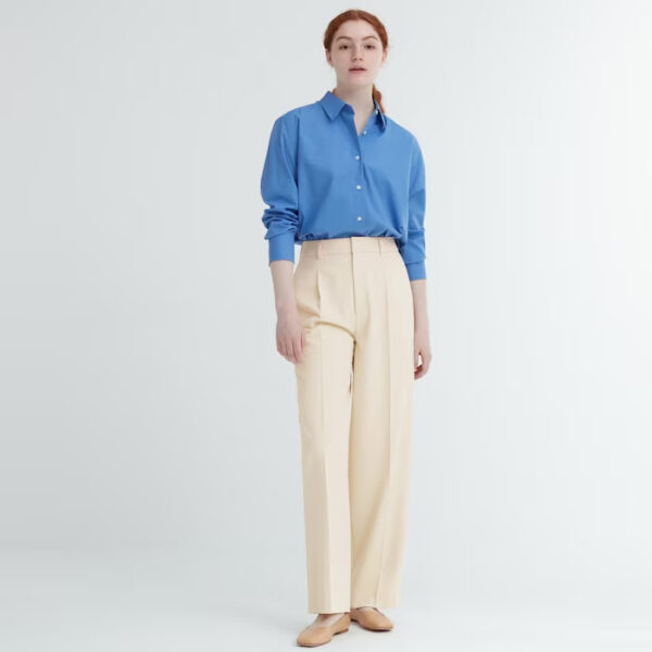 Tuck wide pants (one tuck, long length 76cm) - 30 NATURAL