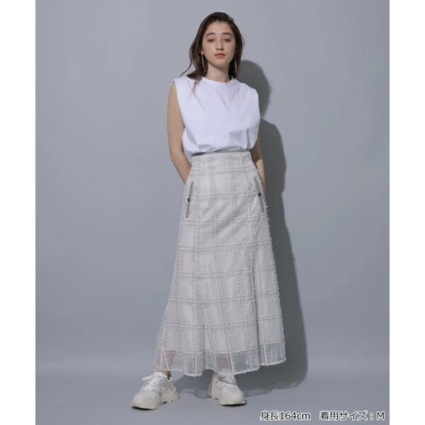 Lame Sheer Check Mermaid Skirt