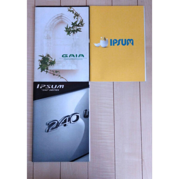 3 car catalogs Gaia Ipsum Ipsum 240 Toyota