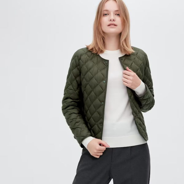 Warm Padded Quilted Jacket Olive - TITIP JEPANG