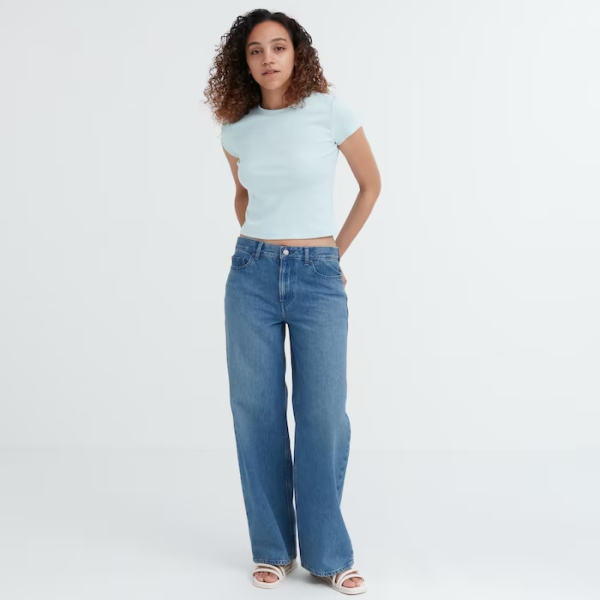 Low Rise Baggy Jeans (Standard Length 76cm) Blue - TITIP JEPANG