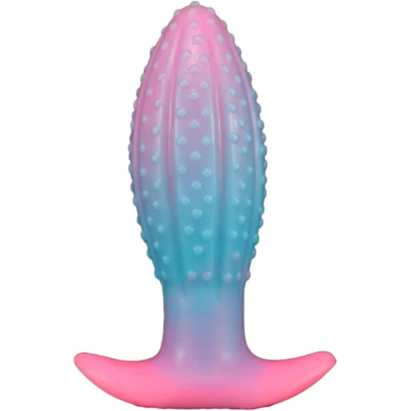 TaRiss's Loofah 4th Generation Anal Plug Luminous Uneven Anchor Base Silicone Blue Pink S 3.7cmx11.5cm