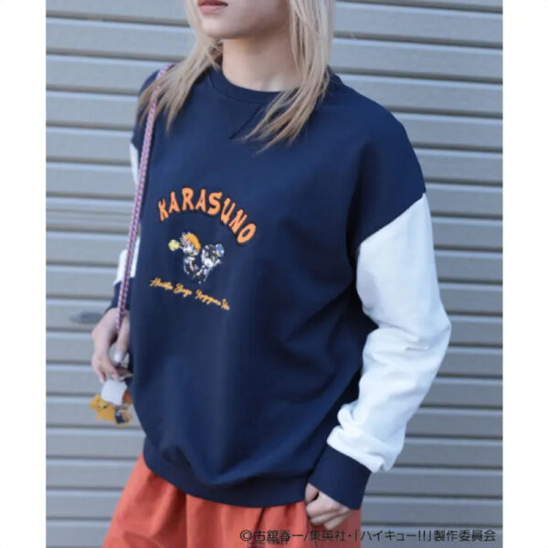 Kaos Haikyuu × HOOK Sweatshirt Navy (Hinata/Kageyama) Orisinil