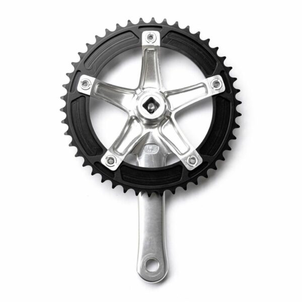 Crankset Sepeda MICHE Primato Pista 46T (Silver/Black) Asli