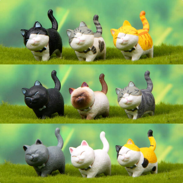 HIRAISM Animal Figures Cat Cute Minifigure Collection Set of 9 Sempurna untuk Pecinta Kucing dan Hadiah!