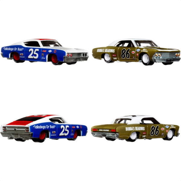 Hot Wheels Premium 2-Pack '69 Ford Torino Talladega/'66 Chevel HFF31 Silver/Blue 1/64 Koleksi Mobil Eksklusif Keren untuk Anak-anak!