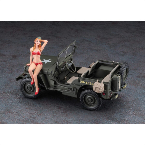 Hasegawa 1/24 1/4 ton 4x4 truck Military Jeep Model Kit with blonde girls figure Perpaduan Sempurna Detail dan Kegembiraan!