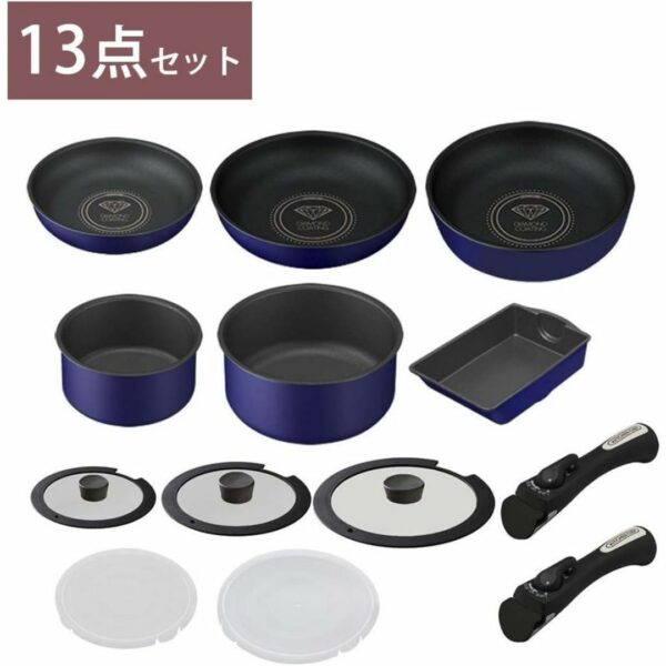 IRIS OHYAMA H-IS-SE13 pcs Frying Pan and Pot Set Diamond Coating Pan Kualitas Tinggi