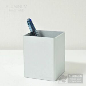 ALUMANIA Pen Stand Square Tempat Pensil [SIlver]: Elegansi Mewah dan Fungsionalitas dalam Satu Produk (EPAP-0724163)