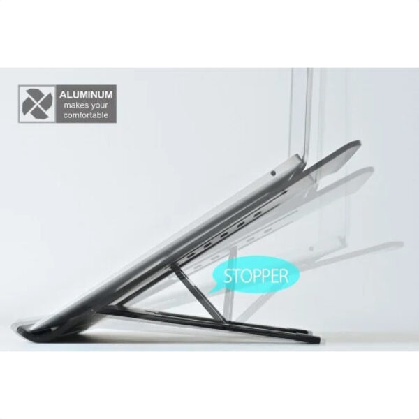 ALUMANIA Foldable Stand Laptop Holder [Hitam]: Dapatkan Kenyamanan Maksimal untuk Kegiatan Produktif mu (17 inci)