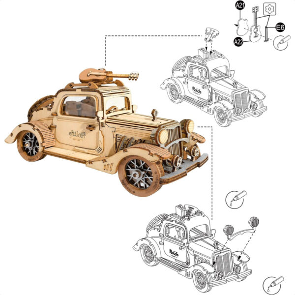 Puzzle 3D Robotime TG504 Puzzle Classic Car: Bangun Mobil Klasik Anda Sendiri! Sederhana dan Kreatif