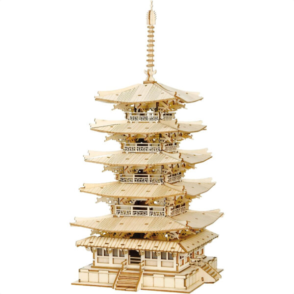 Robotime Pagoda Lima Tingkat Horyuji Temple 3D Puzzle: Rasakan Sensasi Baru Merakit Struktur Kayu Bersejarah!