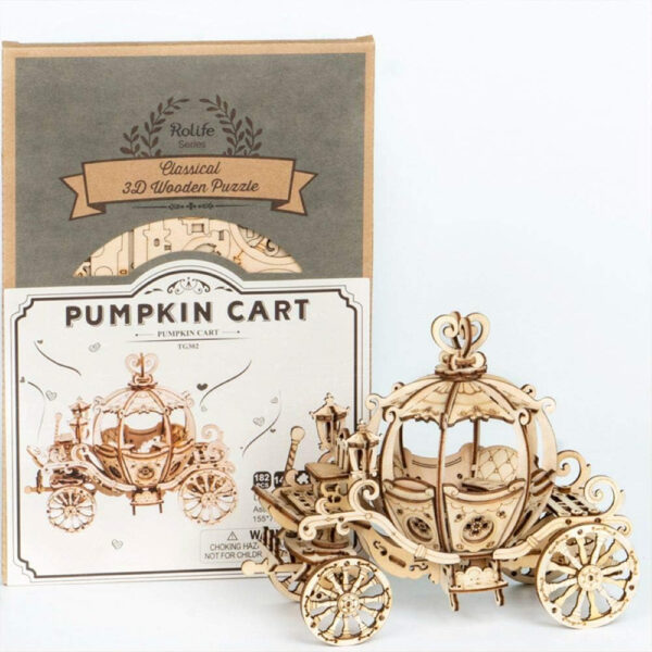 Robotime Puzzle 3D Kereta Labu Pumpkin Carriage: Rasakan Sensasi Merakit Dekorasi Halloween Spesial yang Menyenangkan!