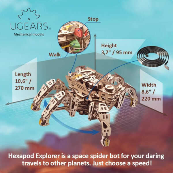 Ugears Hexapod Explorer Wooden Toys 3D Puzzle: Robot Laba-laba Kayu Asli yang Bisa Berjalan Sendiri!