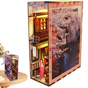 Book Nook Kit Cherry blossom town [3D Wooden DIY Miniature] Kualitas Terbaik