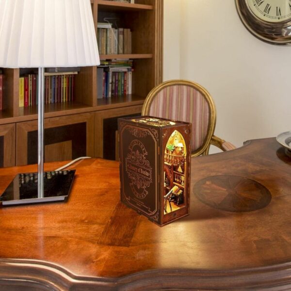 Book Nook Kit Library of Book (3D Wooden DIY Miniature) Kualitas Terbaik