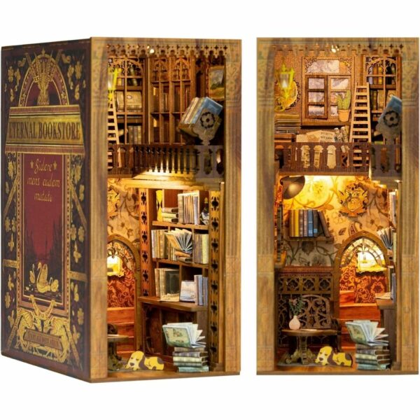 Book Nook Kit Eternal Bookstore (3D Wooden DIY Miniature) Kualitas Terbaik