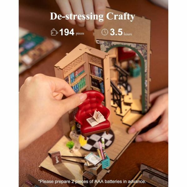 ROBOTIME Book Nook Kit Shakespeare (3D Wooden DIY Miniature) Kualitas Terbaik