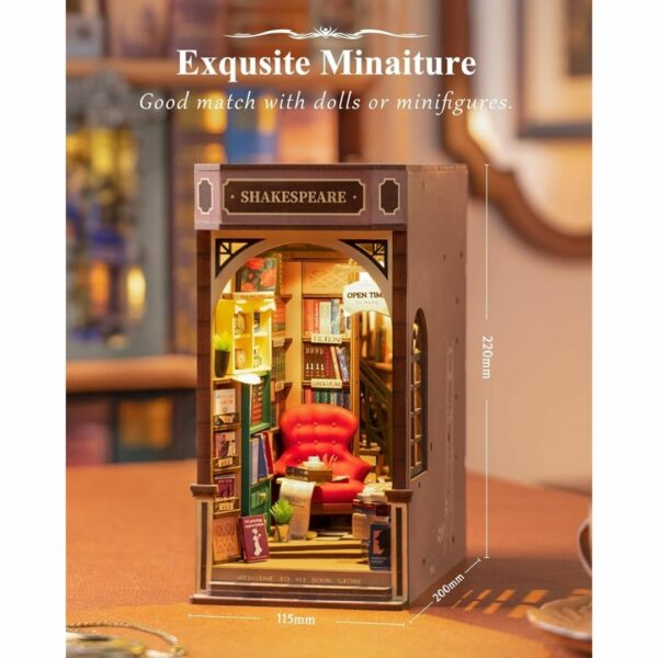 ROBOTIME Book Nook Kit Shakespeare (3D Wooden DIY Miniature) Kualitas Terbaik