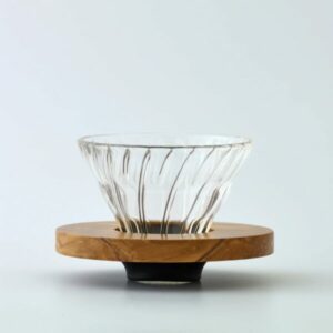 Hario V60 Heat Resistant Glass Transparent Dripper Olive Wood