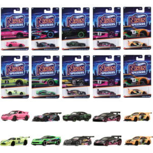 Hot Wheels 986C-HLH72 Neon Speeders Assorted - Neon Racing 10 Cars