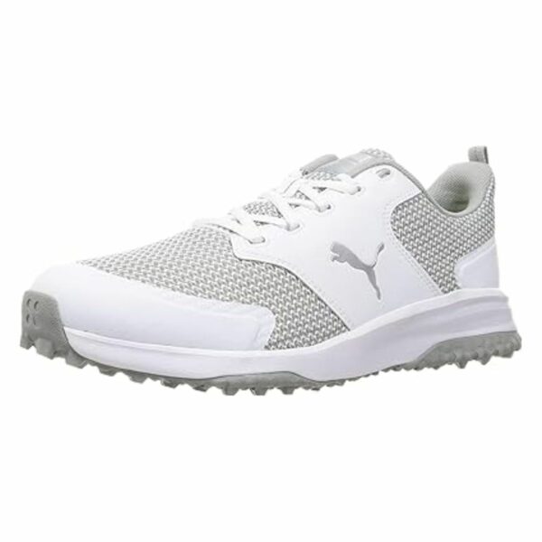 Sepatu golf Puma Grip Fusion Sports 3.0 Men's Spikeless White Silver (Size JP 25.5cm)