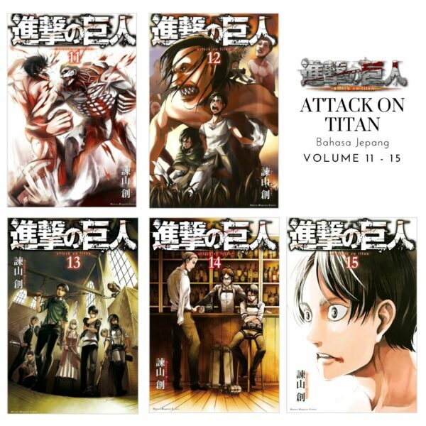 Komik Shingeki no Kyojin: Attack on Titan Volume 11-15 Bahasa Jepang [Kodansha Comics]