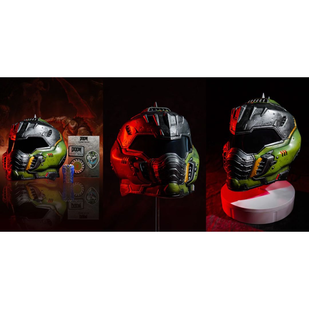 DOOM: The Dark Ages - Helmet Replica Bundle "THE DARK AGES" - Wearable DOOM Slayer Helmet dengan LED, Keycard & Patch DOOM: The Dark Ages - Helmet Replica Bundle "THE DARK AGES" - Wearable DOOM Slayer Helmet dengan LED, Keycard & Patch